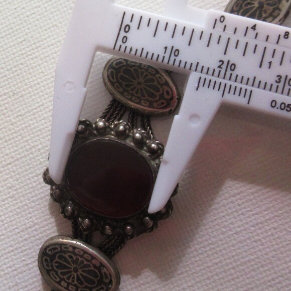 Deep Red Carnelian, 900 Silver 4 - Strand Chain Bracelet, Antique/Vintage - Picture 15 of 15